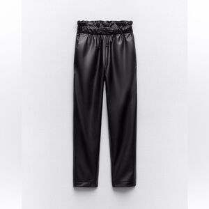Zara Black Faux Leather Baggy Pants